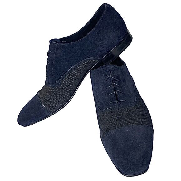 Giorgio Armani Blue Suede Cap Toe Oxfords Men’s 10 EU 43 Made in Italy - Picture 9 of 13